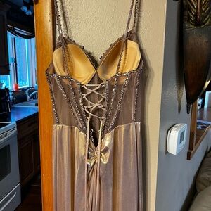 Ellie Wilde Brown and Gold Prom Dress